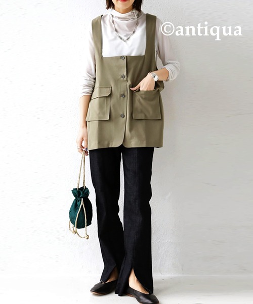 antiqua（アンティカ）の「幅広く大活躍！ワークベスト（ベスト・レディース・ブラック/グリーン系その他・FREE）」の10枚目の写真