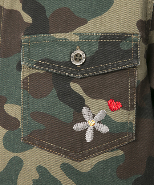 X-girl（エックスガール）の「【mini4月号掲載】MILITARY SHIRT（シャツ/ブラウス・レディース・カモフラージュ/オリーブ/ネイビー・1/2）」の10枚目の写真