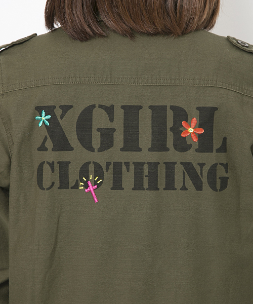 X-girl（エックスガール）の「【mini4月号掲載】MILITARY SHIRT（シャツ/ブラウス・レディース・カモフラージュ/オリーブ/ネイビー・1/2）」の13枚目の写真
