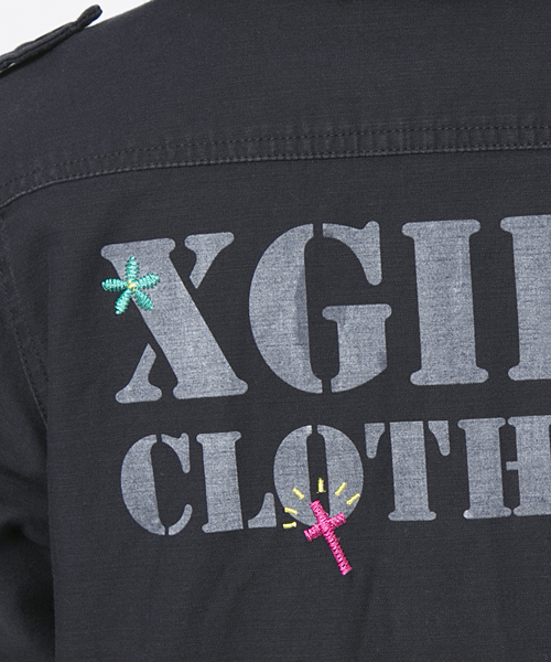 X-girl（エックスガール）の「【mini4月号掲載】MILITARY SHIRT（シャツ/ブラウス・レディース・カモフラージュ/オリーブ/ネイビー・1/2）」の4枚目の写真