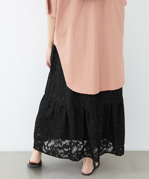 EMMA(EMMA CLOTHES)(エマ)の「【EMMA】シアージャガードティアードスカート(スカート・レディース・ホワイト/ブラック/ラベンダー・FREE)」の4枚目の写真