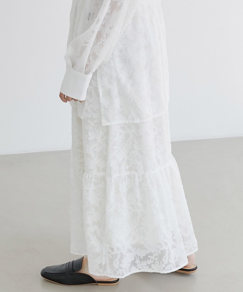 EMMA(EMMA CLOTHES)(エマ)の「【EMMA】シアージャガードティアードスカート(スカート・レディース・ホワイト/ブラック/ラベンダー・FREE)」の15枚目の写真