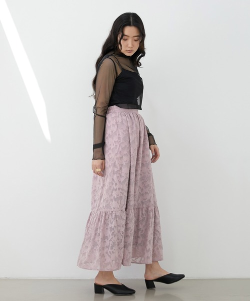 EMMA(EMMA CLOTHES)(エマ)の「【EMMA】シアージャガードティアードスカート(スカート・レディース・ホワイト/ブラック/ラベンダー・FREE)」の7枚目の写真