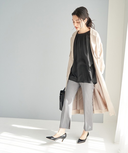 ROPE' PICNIC（ロペピクニック）の「【emur】袖プリーツシアーブラウス（シャツ/ブラウス・レディース・ブラック/オフホワイト/ライトグリーン・38）」の16枚目の写真