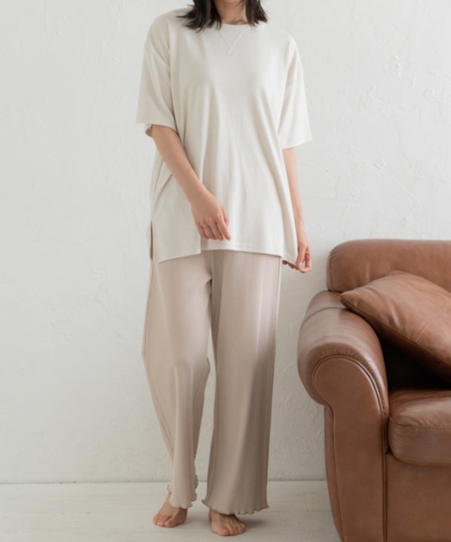 Mysa&Liina（ミーサリーナ）の「【セットアイテム】BIGゆるT×テレコロングパンツSET（ルームウェア/パジャマ・レディース・チャコールグレー/ベージュ/ホワイト系/ホワイト系1・M）」の19枚目の写真