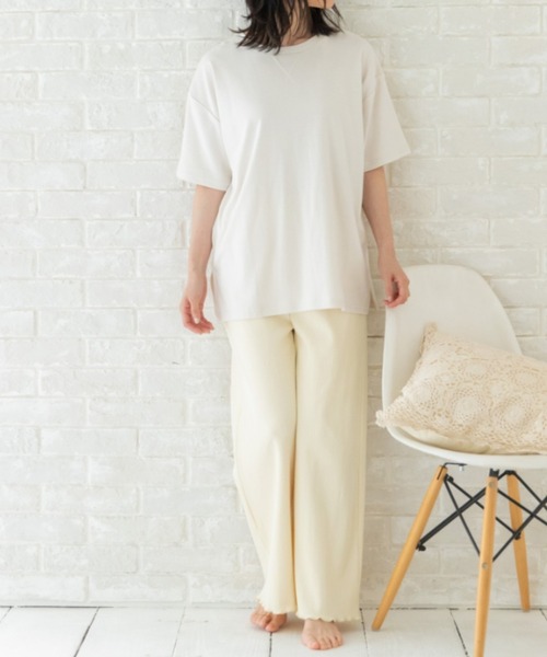 Mysa&Liina（ミーサリーナ）の「【セットアイテム】BIGゆるT×テレコロングパンツSET（ルームウェア/パジャマ・レディース・チャコールグレー/ベージュ/ホワイト系/ホワイト系1・M）」の10枚目の写真