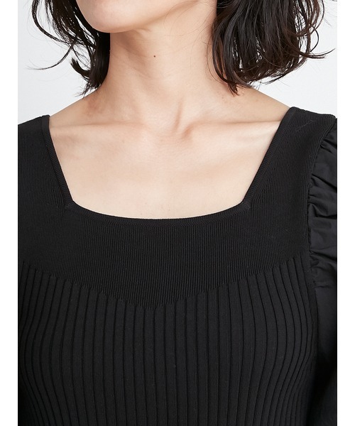 FRAY I.D（フレイアイディー）の「パフスリーブコンビニットプルオーバー（ニット/セーター・レディース・ブラック/ベージュ/グリーン・FREE）」の6枚目の写真