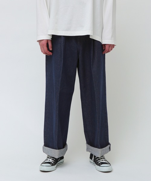 JUNRED（ジュンレッド）の「taiｘJUNRed デニムワイド2ロールアップパンツ（デニムパンツ・メンズ・サックスブルー/ホワイト/ネイビー/キナリ/カーキ・S/M/L）」の22枚目の写真