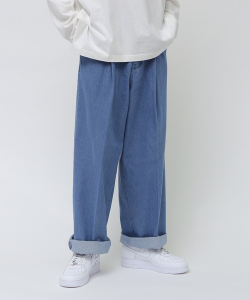 JUNRED（ジュンレッド）の「taiｘJUNRed デニムワイド2ロールアップパンツ（デニムパンツ・メンズ・サックスブルー/ホワイト/ネイビー/キナリ/カーキ・S/M/L）」の6枚目の写真