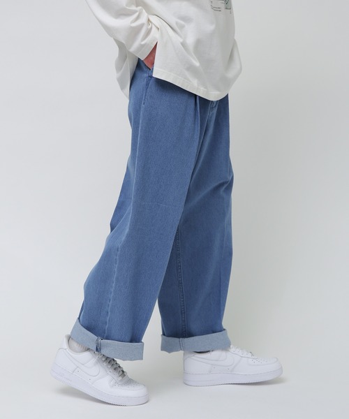 JUNRED（ジュンレッド）の「taiｘJUNRed デニムワイド2ロールアップパンツ（デニムパンツ・メンズ・サックスブルー/ホワイト/ネイビー/キナリ/カーキ・S/M/L）」の7枚目の写真