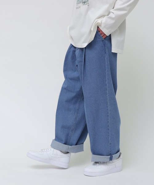 JUNRED（ジュンレッド）の「taiｘJUNRed デニムワイド2ロールアップパンツ（デニムパンツ・メンズ・サックスブルー/ホワイト/ネイビー/キナリ/カーキ・S/M/L）」の9枚目の写真