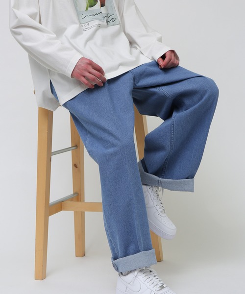 JUNRED（ジュンレッド）の「taiｘJUNRed デニムワイド2ロールアップパンツ（デニムパンツ・メンズ・サックスブルー/ホワイト/ネイビー/キナリ/カーキ・S/M/L）」の11枚目の写真