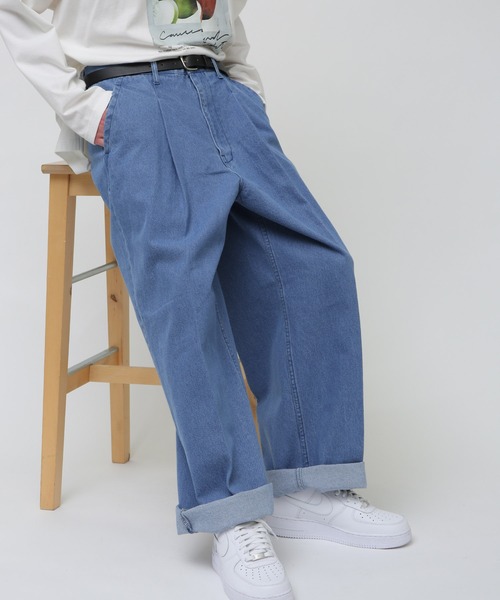 JUNRED（ジュンレッド）の「taiｘJUNRed デニムワイド2ロールアップパンツ（デニムパンツ・メンズ・サックスブルー/ホワイト/ネイビー/キナリ/カーキ・S/M/L）」の12枚目の写真
