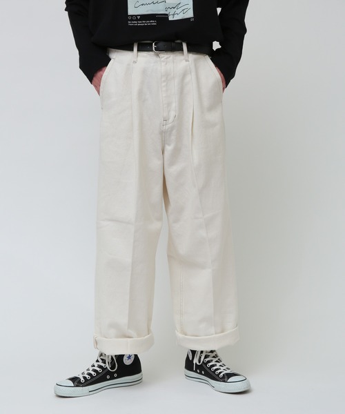 JUNRED（ジュンレッド）の「taiｘJUNRed デニムワイド2ロールアップパンツ（デニムパンツ・メンズ・サックスブルー/ホワイト/ネイビー/キナリ/カーキ・S/M/L）」の13枚目の写真