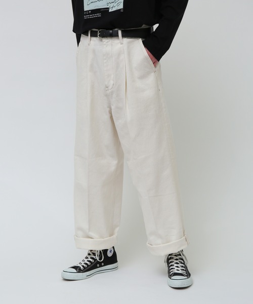 JUNRED（ジュンレッド）の「taiｘJUNRed デニムワイド2ロールアップパンツ（デニムパンツ・メンズ・サックスブルー/ホワイト/ネイビー/キナリ/カーキ・S/M/L）」の14枚目の写真