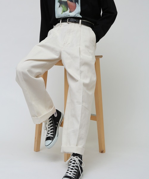 JUNRED（ジュンレッド）の「taiｘJUNRed デニムワイド2ロールアップパンツ（デニムパンツ・メンズ・サックスブルー/ホワイト/ネイビー/キナリ/カーキ・S/M/L）」の18枚目の写真