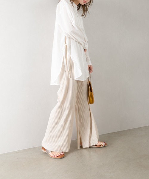 SpRay（スプレイ）の「スリット入プリーツワイドパンツ（その他パンツ・レディース・チャコールグレー/ブラック/ベージュ/ブラウン/アイボリー・FREE）」の13枚目の写真