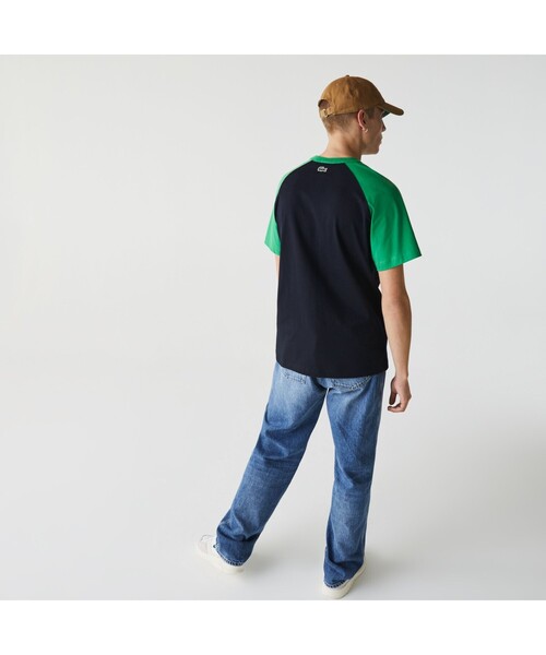 LACOSTE L!VE（ラコステライブ）の「LACOSTE L!VE配色ラグランスリーブTシャツ（Tシャツ/カットソー・メンズ・ホワイト×ネイビー/ブラック×グリーン・L/M/S/XS）」の4枚目の写真