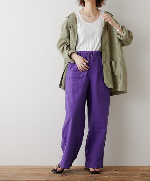 CIAOPANIC TYPY（チャオパニックティピー）の「綿ナイロンイージーミリタリーパンツ（カーゴパンツ・レディース・パープル/カーキ/アイボリー・SMALL/MEDIUM）」の6枚目の写真