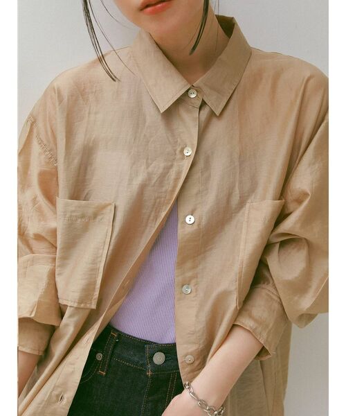 Ungrid（アングリッド）の「シアーミドル丈シャツ（シャツ/ブラウス・レディース・ベージュ/オフホワイト/オレンジ/ブルー・FREE）」の19枚目の写真