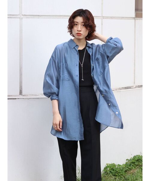 Ungrid（アングリッド）の「シアーミドル丈シャツ（シャツ/ブラウス・レディース・ベージュ/オフホワイト/オレンジ/ブルー・FREE）」の20枚目の写真