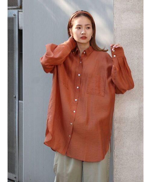 Ungrid（アングリッド）の「シアーミドル丈シャツ（シャツ/ブラウス・レディース・ベージュ/オフホワイト/オレンジ/ブルー・FREE）」の17枚目の写真