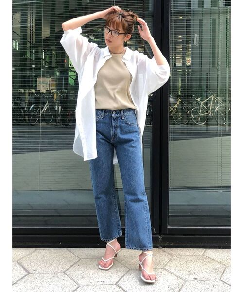 Ungrid（アングリッド）の「シアーミドル丈シャツ（シャツ/ブラウス・レディース・ベージュ/オフホワイト/オレンジ/ブルー・FREE）」の7枚目の写真