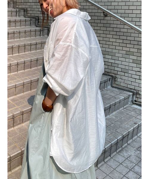 Ungrid（アングリッド）の「シアーミドル丈シャツ（シャツ/ブラウス・レディース・ベージュ/オフホワイト/オレンジ/ブルー・FREE）」の18枚目の写真