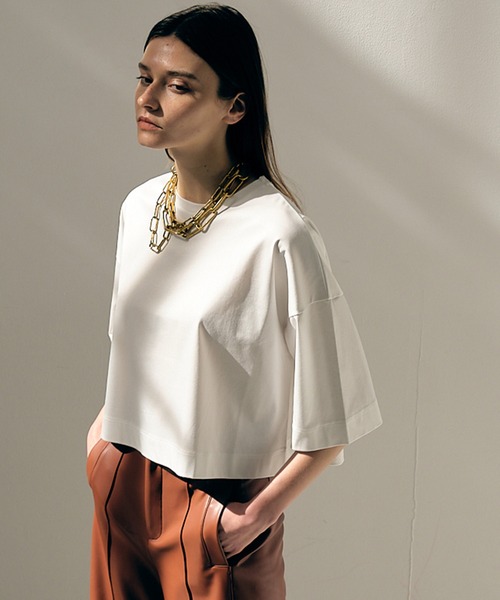 city(シティ)の「【CITY】スビンコットンショートハーフTEE(Tシャツ/カットソー・レディース・ブラック/ホワイト・FREE)」の1枚目の写真