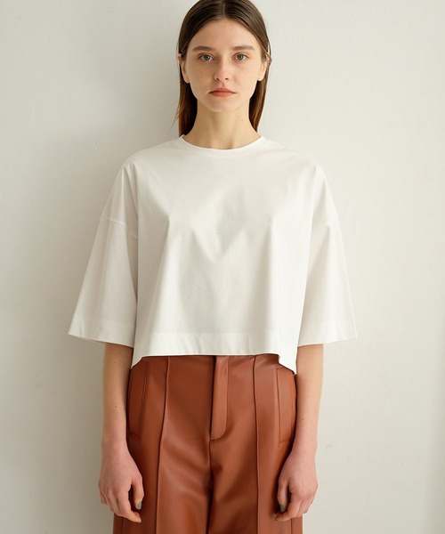 city(シティ)の「【CITY】スビンコットンショートハーフTEE(Tシャツ/カットソー・レディース・ブラック/ホワイト・FREE)」の6枚目の写真