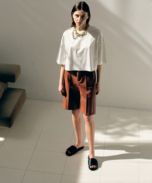 city(シティ)の「【CITY】スビンコットンショートハーフTEE(Tシャツ/カットソー・レディース・ブラック/ホワイト・FREE)」の12枚目の写真