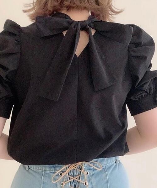 INGNI（イング）の「Backリボンハイネック／ブラウス（シャツ/ブラウス・レディース・ブラック/ブラック系その他3/オフホワイト/ブルー系1・M）」の3枚目の写真