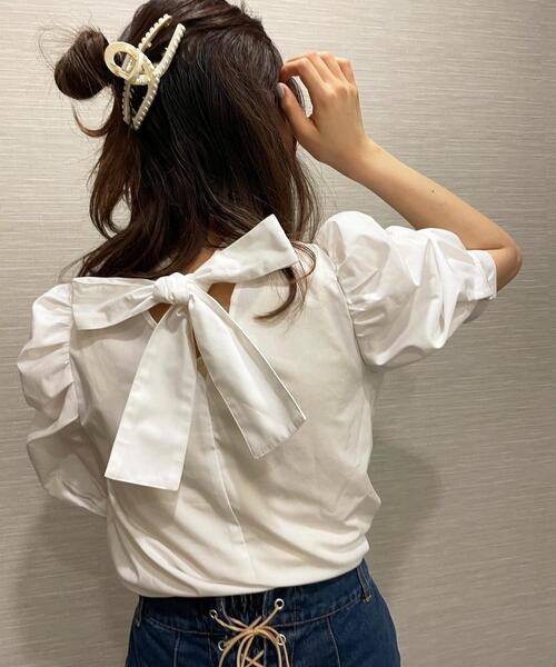 INGNI（イング）の「Backリボンハイネック／ブラウス（シャツ/ブラウス・レディース・ブラック/ブラック系その他3/オフホワイト/ブルー系1・M）」の7枚目の写真