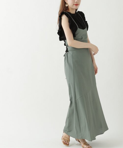 RAY CASSIN（レイカズン）の「レースアップキャミドレス（ワンピース・レディース・ベージュ/ブラウン/グリーン・FREE）」の3枚目の写真