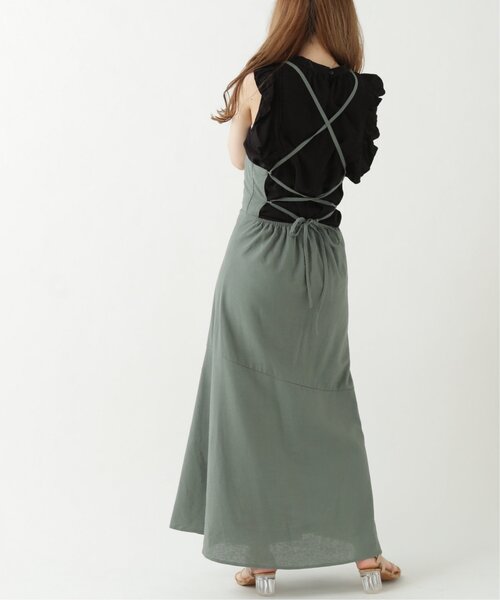 RAY CASSIN（レイカズン）の「レースアップキャミドレス（ワンピース・レディース・ベージュ/ブラウン/グリーン・FREE）」の5枚目の写真