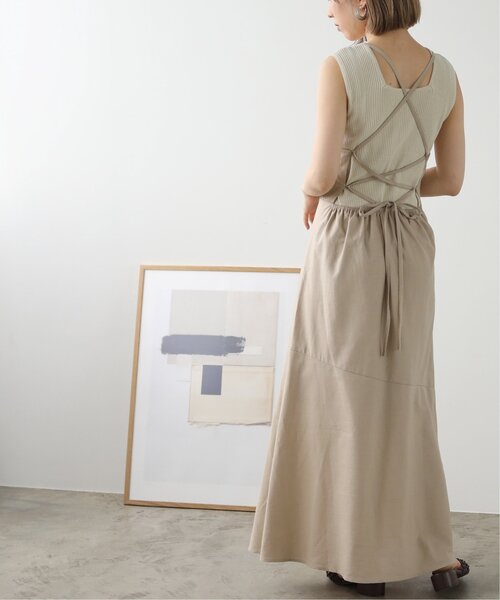RAY CASSIN（レイカズン）の「レースアップキャミドレス（ワンピース・レディース・ベージュ/ブラウン/グリーン・FREE）」の7枚目の写真