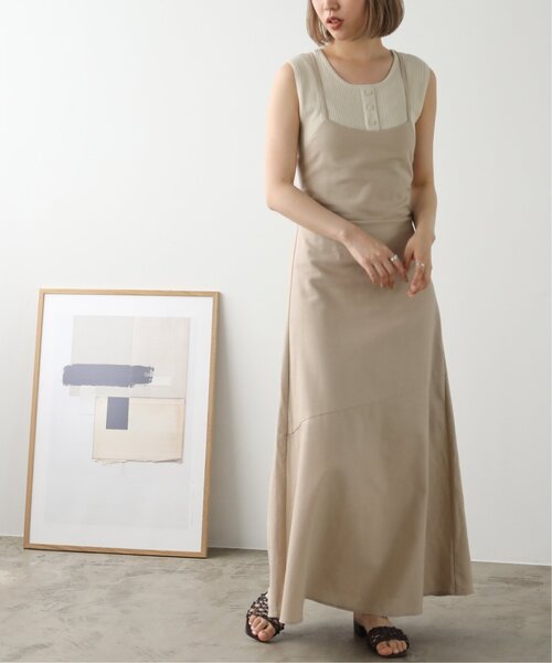 RAY CASSIN（レイカズン）の「レースアップキャミドレス（ワンピース・レディース・ベージュ/ブラウン/グリーン・FREE）」の9枚目の写真