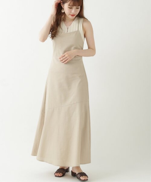 RAY CASSIN（レイカズン）の「レースアップキャミドレス（ワンピース・レディース・ベージュ/ブラウン/グリーン・FREE）」の11枚目の写真