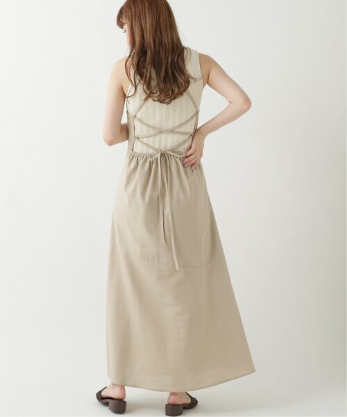 RAY CASSIN（レイカズン）の「レースアップキャミドレス（ワンピース・レディース・ベージュ/ブラウン/グリーン・FREE）」の12枚目の写真