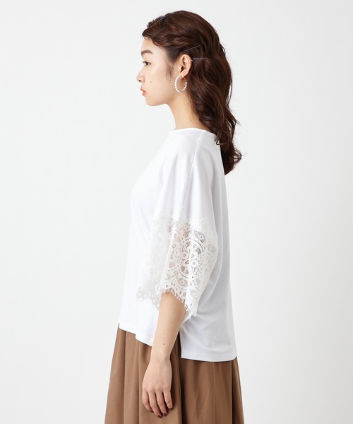 ふりふ（フリフ）の「レース広袖トップス（Tシャツ/カットソー・レディース・ブラック/ホワイト・FREE）」の4枚目の写真