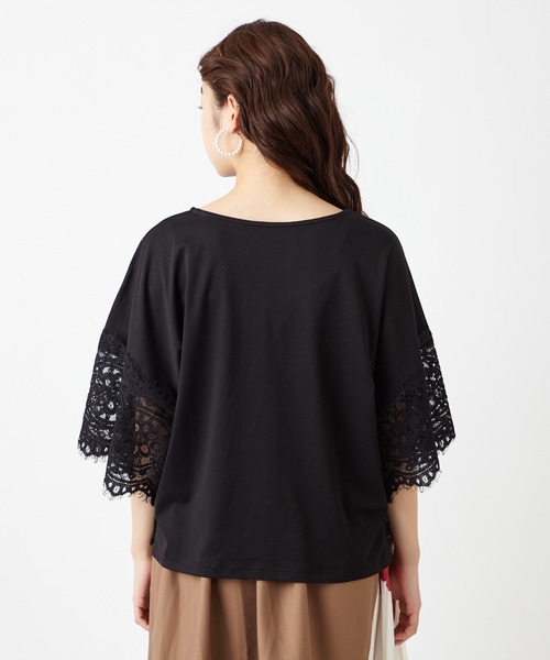 ふりふ（フリフ）の「レース広袖トップス（Tシャツ/カットソー・レディース・ブラック/ホワイト・FREE）」の11枚目の写真