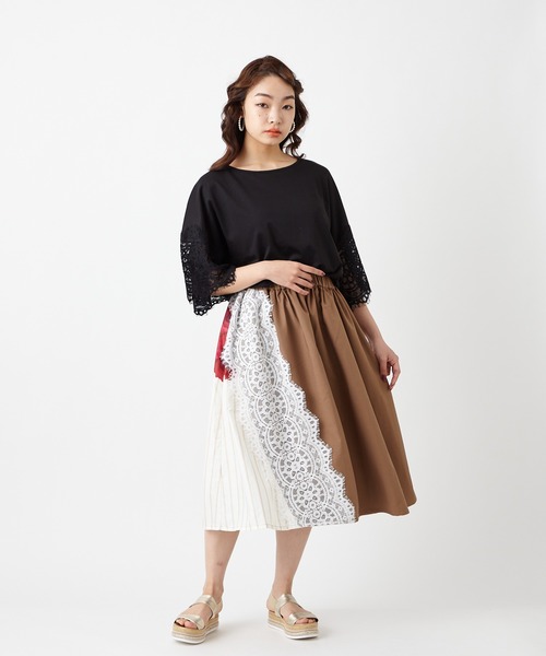 ふりふ（フリフ）の「レース広袖トップス（Tシャツ/カットソー・レディース・ブラック/ホワイト・FREE）」の15枚目の写真