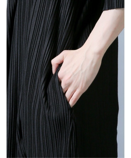 SHELLAC（シェラック）の「シェラック/SHELLAC 5分袖プリーツ ロングカーディガン（カーディガン/ボレロ・メンズ・ブラック・LARGE/MEDIUM）」の6枚目の写真