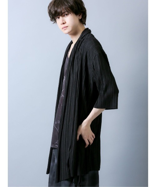 SHELLAC（シェラック）の「シェラック/SHELLAC 5分袖プリーツ ロングカーディガン（カーディガン/ボレロ・メンズ・ブラック・LARGE/MEDIUM）」の8枚目の写真