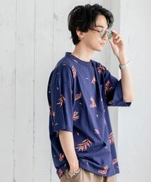 coen | リーフ柄プリントTシャツ(Tシャツ/カットソー)