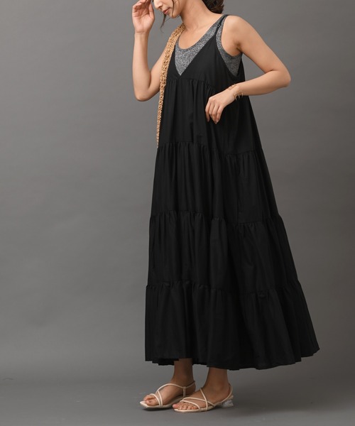 R・P・S　pura（アールピーエスピューラ）の「【WEB限定】pura　ティアードキャミワンピース（ワンピース・レディース・ブラック/ダークブラウン・フリー）」の18枚目の写真