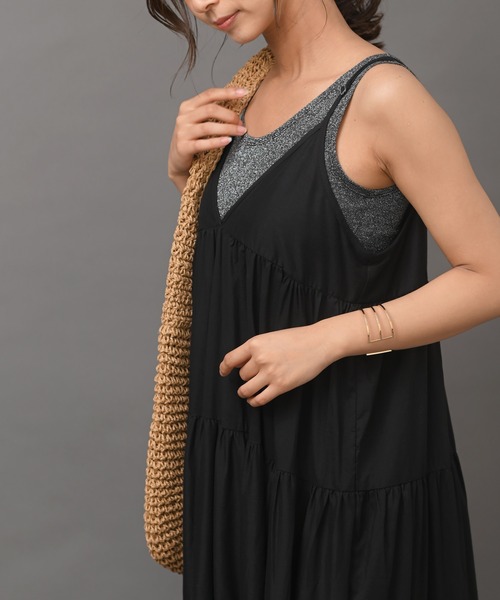 R・P・S　pura（アールピーエスピューラ）の「【WEB限定】pura　ティアードキャミワンピース（ワンピース・レディース・ブラック/ダークブラウン・フリー）」の12枚目の写真