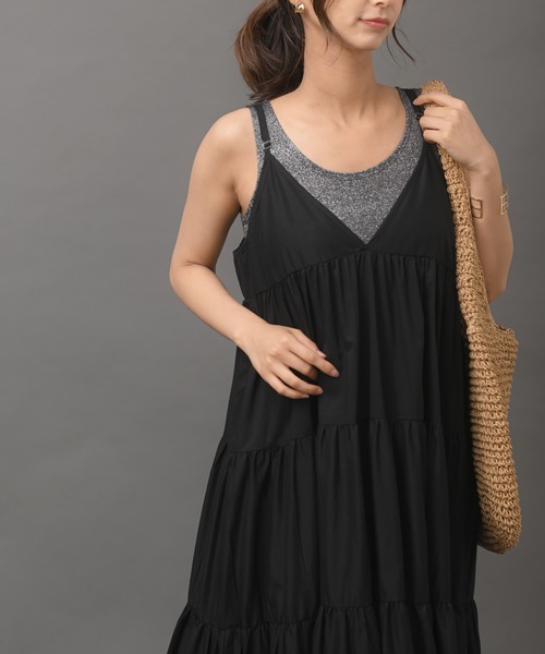 R・P・S　pura（アールピーエスピューラ）の「【WEB限定】pura　ティアードキャミワンピース（ワンピース・レディース・ブラック/ダークブラウン・フリー）」の3枚目の写真