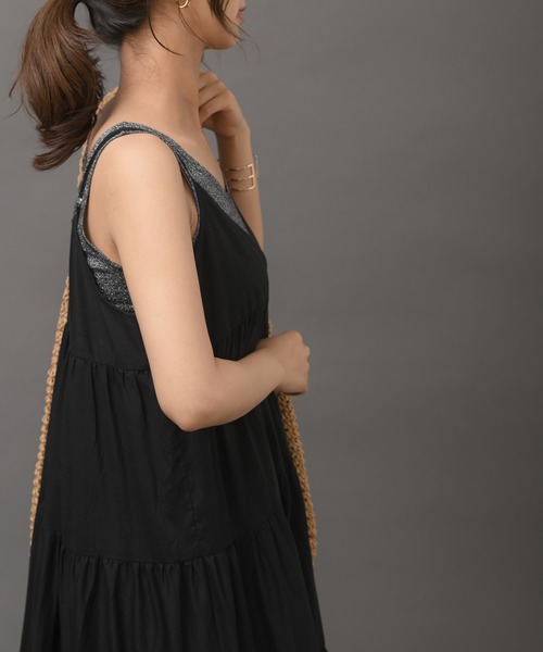 R・P・S　pura（アールピーエスピューラ）の「【WEB限定】pura　ティアードキャミワンピース（ワンピース・レディース・ブラック/ダークブラウン・フリー）」の9枚目の写真