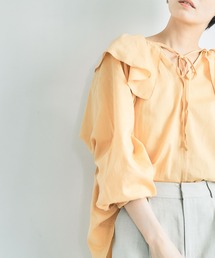 titivate（ティティベイト）の「ﾌﾘﾙｶﾗｰ長袖ﾌﾞﾗｳｽ（シャツ/ブラウス・レディース）」